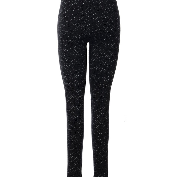 LC LAUREN CONRAD Leggings Mid Rise Skinny Jersey Black Polka Dots Small - Picture 3 of 5